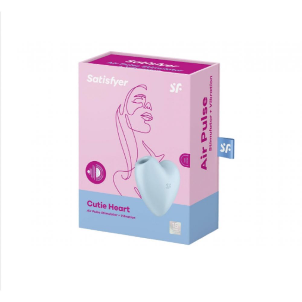 Вакуумный вибратор - Вакуумный стимулятор-сердечко с вибрацией Satisfyer Cutie Heart Blue 1