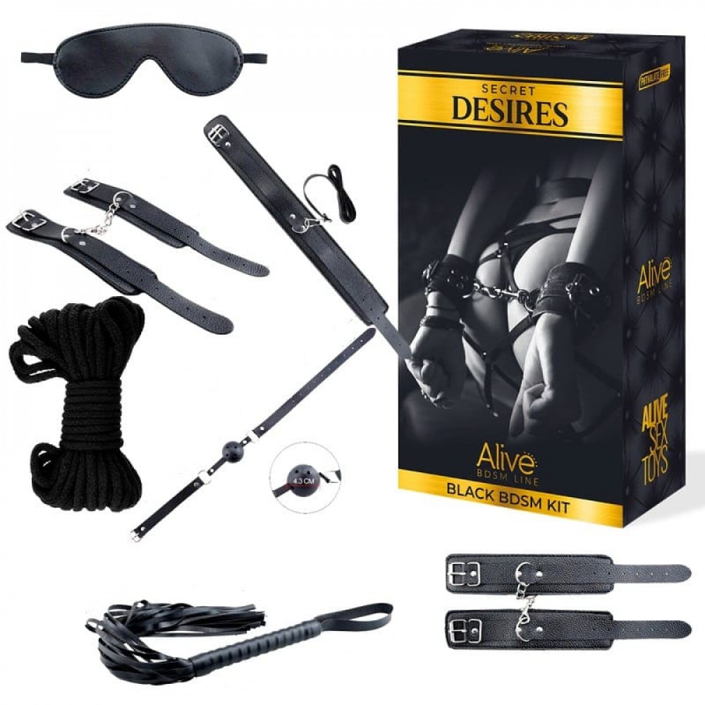 БДСМ игрушки - Набор БДСМ аксессуаров Alive Secret Desires Black BDSM Kit (8 pcs)