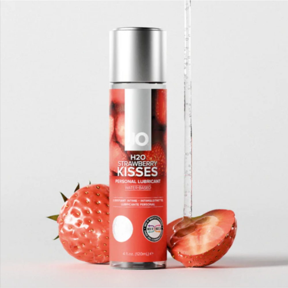 Оральные смазки - Смазка на водной основе JO H2O — Strawberry Kiss (30 мл) без сахара, растительный глицерин