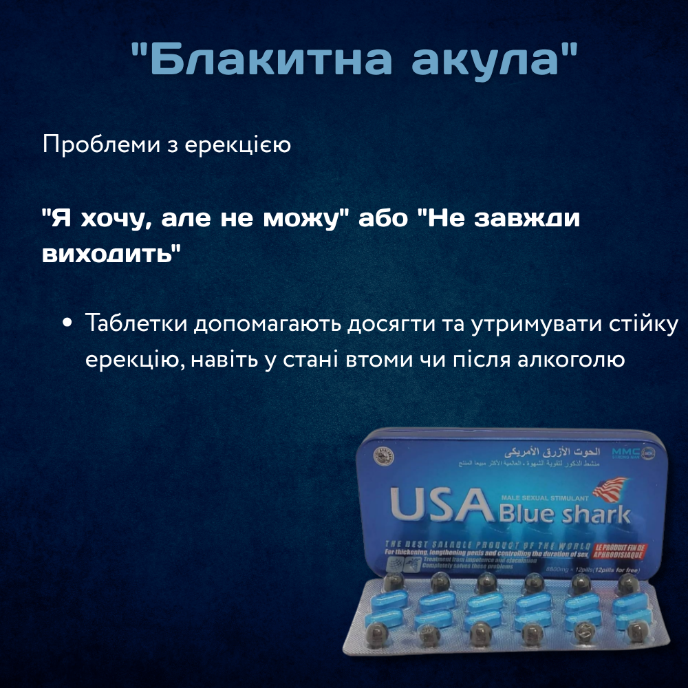 Засоби для збудження - Таблетки для потенції Блакитна Акула 1
