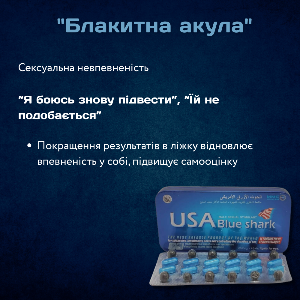 Засоби для збудження - Таблетки для потенції Блакитна Акула 3