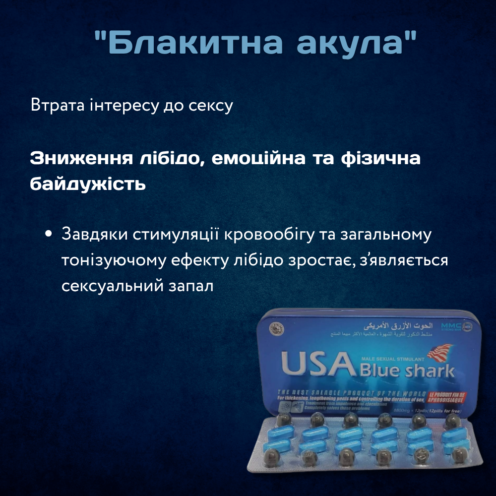 Засоби для збудження - Таблетки для потенції Блакитна Акула 4