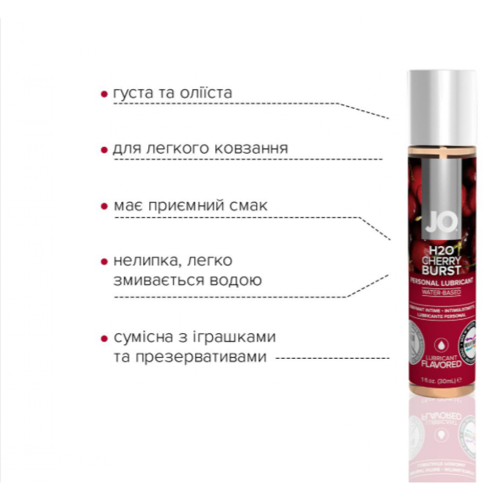 Оральные смазки - Смазка на водной основе JO H2O — Cherry Burst/ Вишня, 30 мл 3