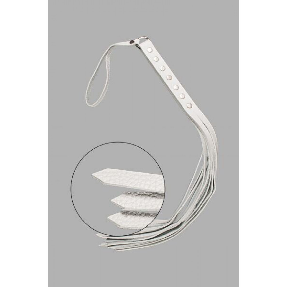 БДСМ плети, шлепалки, метелочки - Флогер S&M Fancy Leather Floger White, SL280121