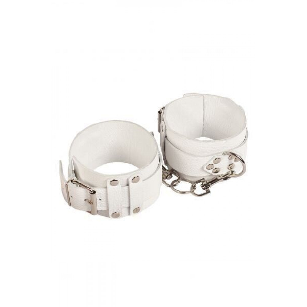БДСМ наручники - Оковы Leather Dominant Leg Cuffs, white 1