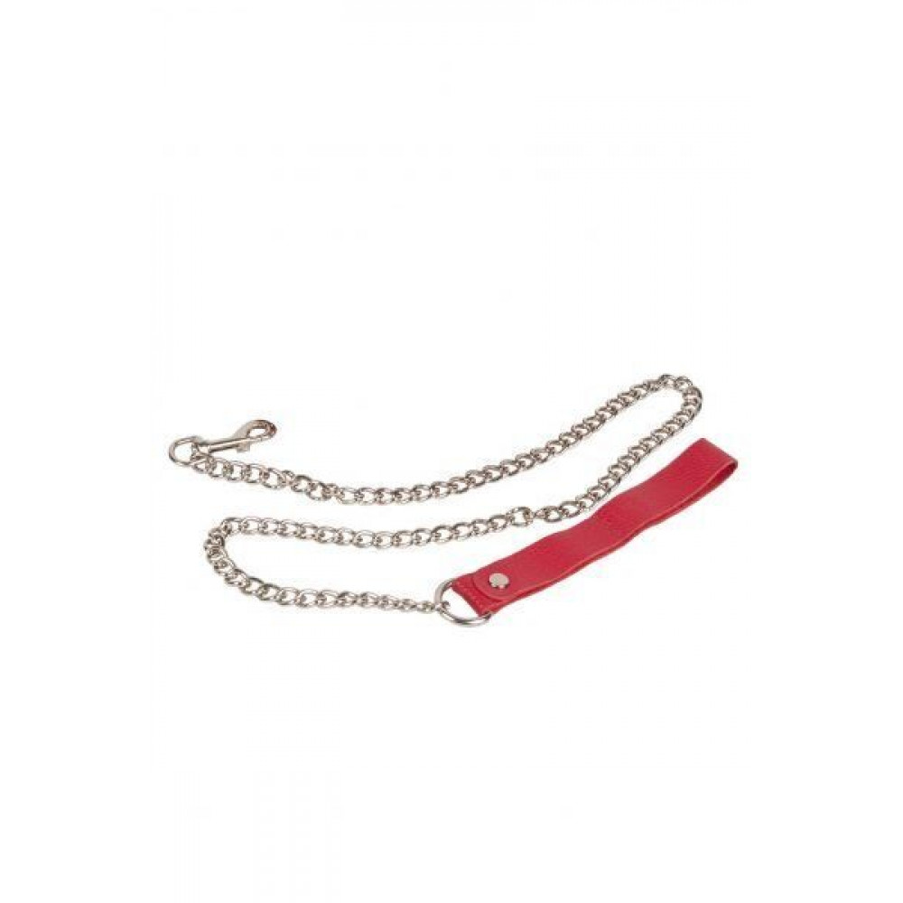 БДСМ аксессуары - Поводок Leather Leash, red