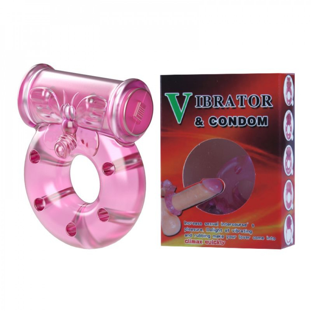 Эрекционные кольца и насадки на член - Кольцо с вибрацией и презервативом 