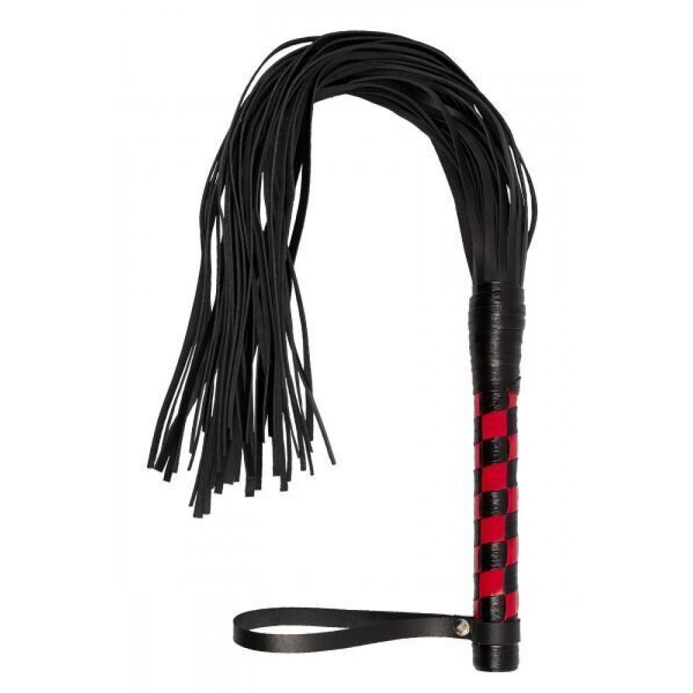 Плети, стеки, флоггеры, тиклеры - Флогер Premium Leather Flogger Black&Red