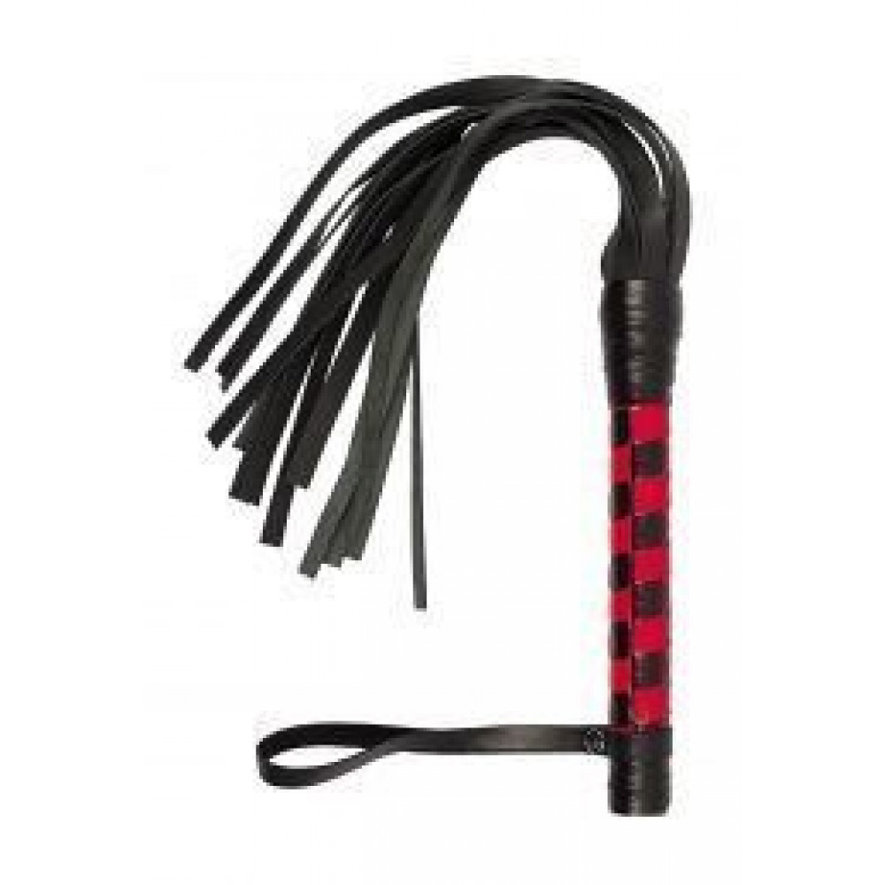 БДСМ плети, шлепалки, метелочки - Флогер VIP Leather Flogger Black&Red 1