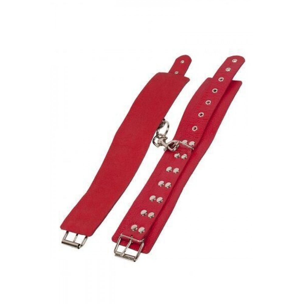 БДСМ наручники - Оковы Leather Restraints Leg Cuffs, red 2