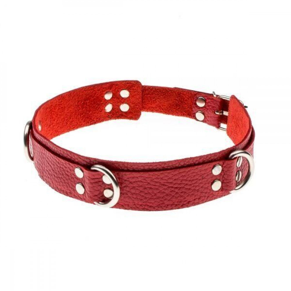 Ошейники, поводки - Ошейник Slave leather collar,red 1