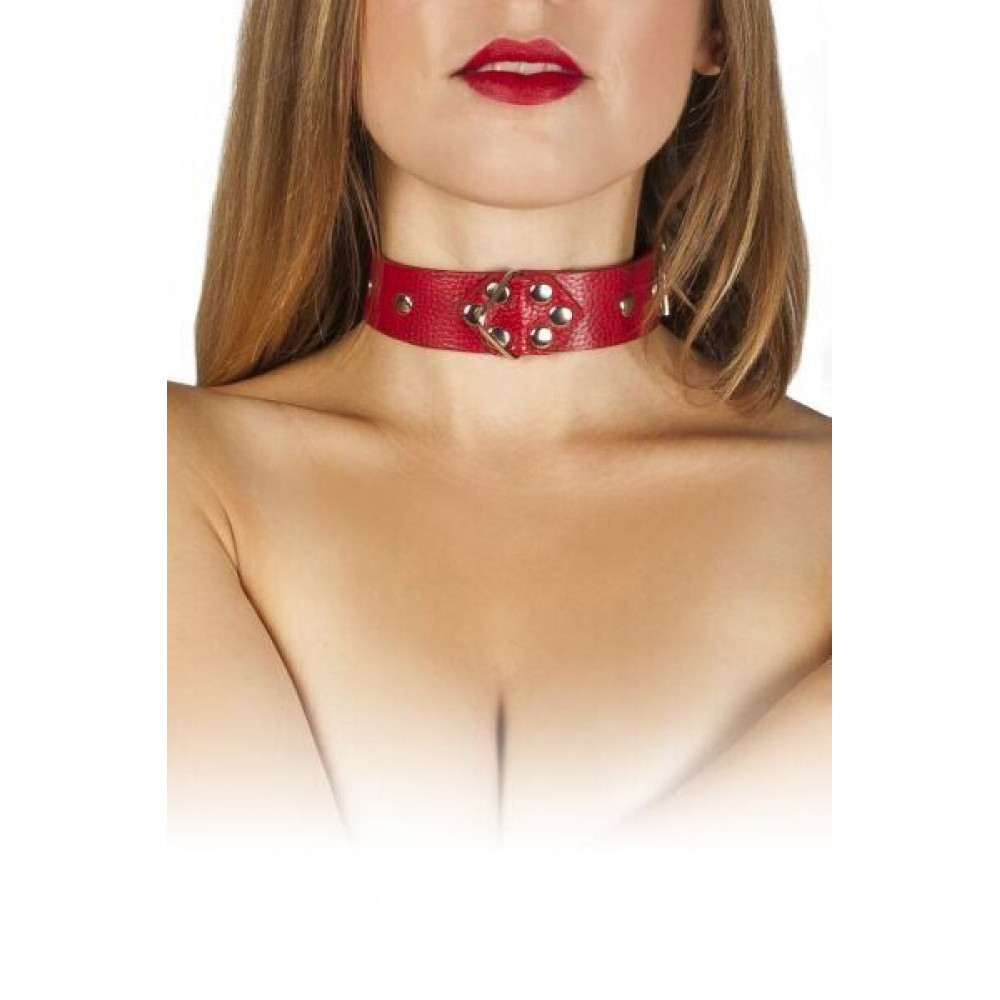 Ошейники, поводки - Ошейник Leather Restraints Collar, red