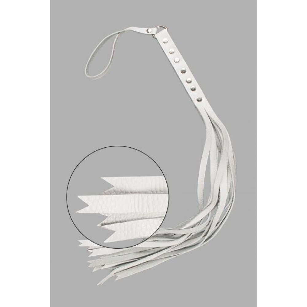 БДСМ плети, шлепалки, метелочки - Флогер S&M Fancy Leather Floger White, SL280122 1
