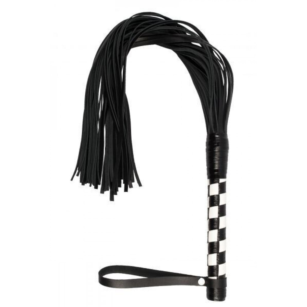 БДСМ плети, шлепалки, метелочки - Флогер Premium Leather Flogger Black&White