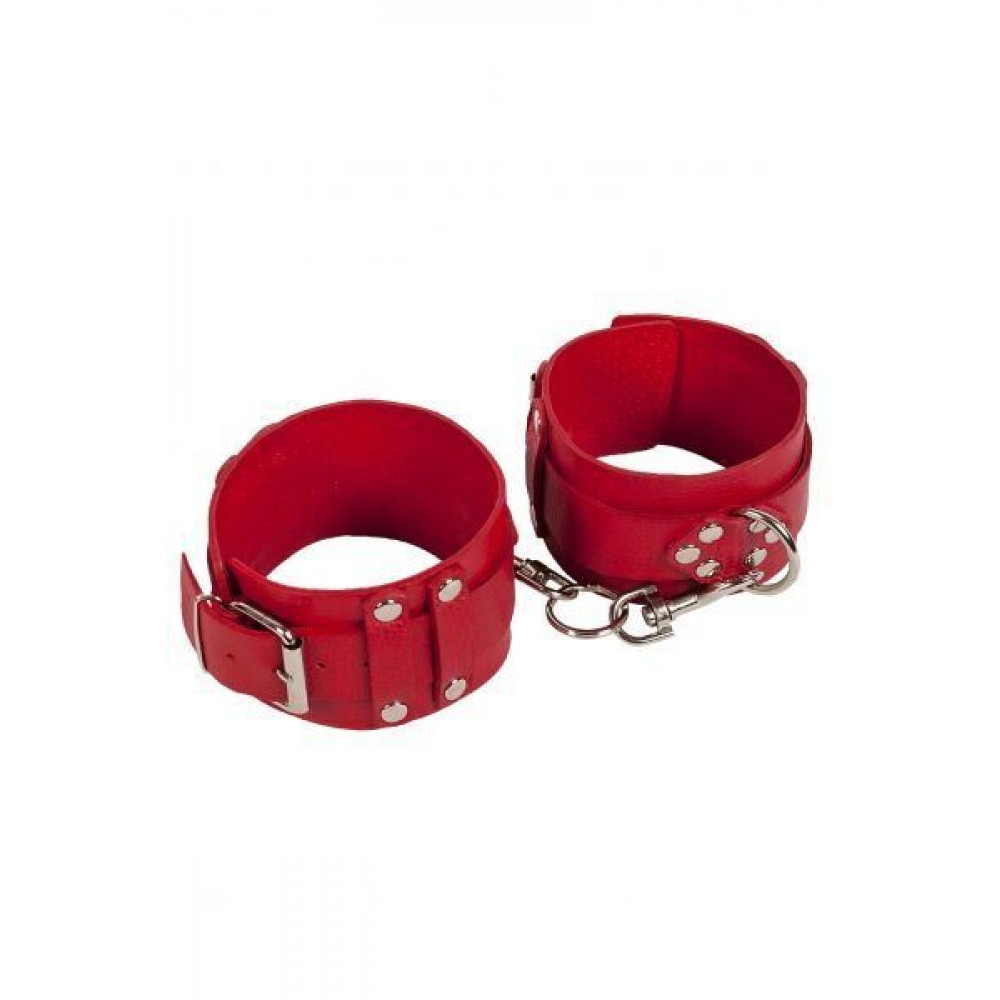 БДСМ наручники - Оковы Leather Dominant Leg Cuffs, red 1