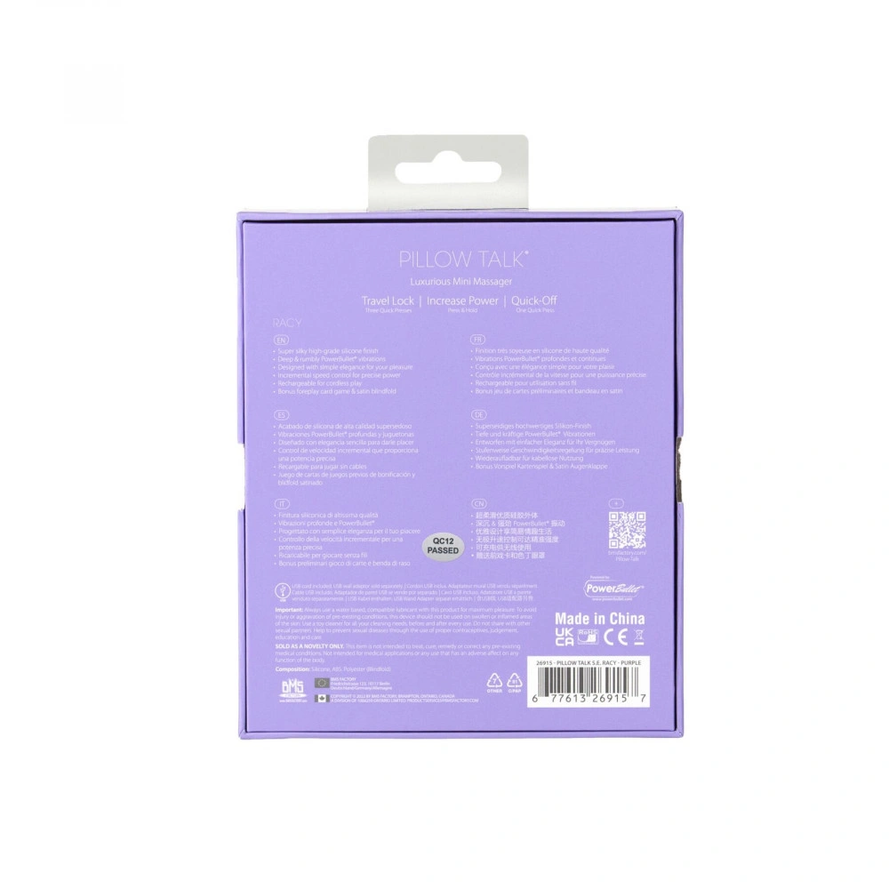Стимулятор точки G - Роскошный вибратор Pillow Talk Racy Purple Special Edition, Сваровски, повязка на глаза+игра 2