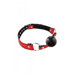 Кляп Fetish Tentation Premium Leather с силиконовым шариком, красный