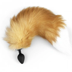 Силиконовая анальная пробка с хвостом из натурального меха Art of Sex size M Red Fox fox