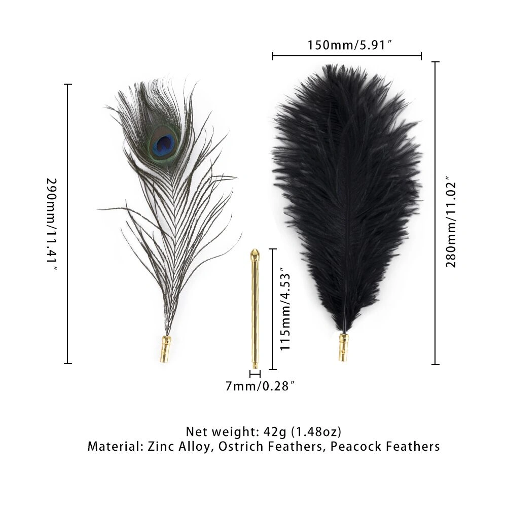 Плетки, стеки, флогери, тиклери - Тиклер LOCKINK SEVANDA Peacock Feather Tickler, перо павича 5