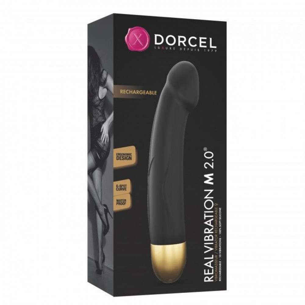 Классический вибратор - Вибратор Dorcel Real Vibration M Gold 2.0, диам 3,7см, перезаряжаемый, для точки G 4