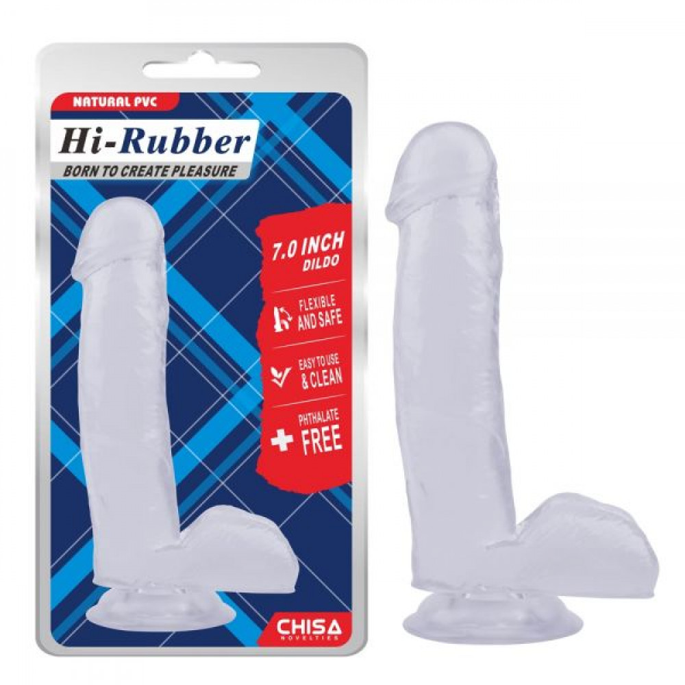 Фаллоимитаторы на присоске, двойные - Фаллоимитатор Chisa Hi-Rubber 7.0 Inch Dildo-Clear 1