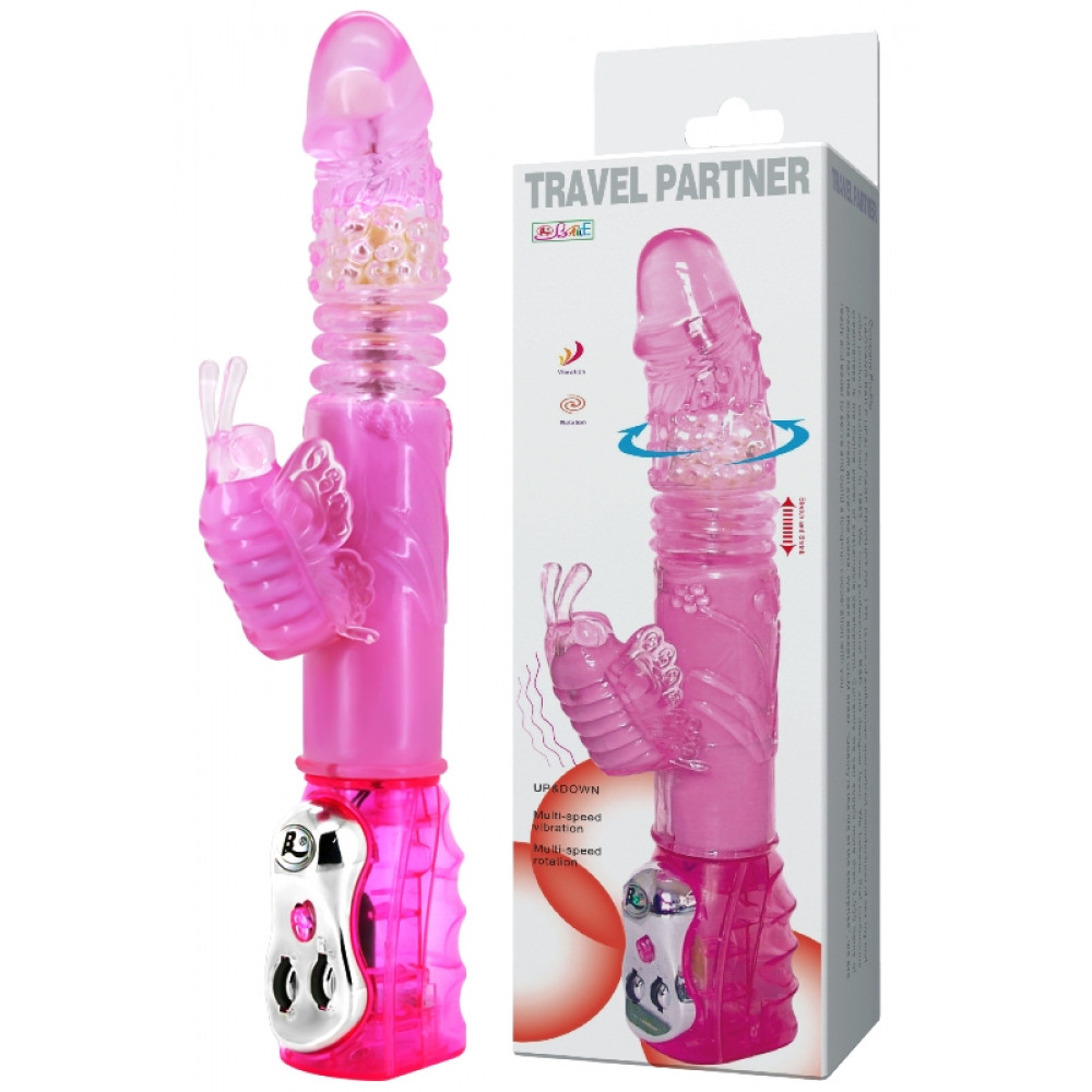 Різне - Вібратор зі стимулятором клітора, ротацією та зворотно-поступальним рухом BAILE - TRAVEL PARTNER, Vibration Rotation Thrusting, BW-020521R