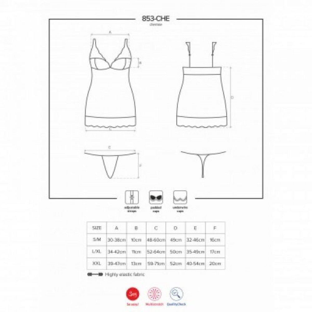 Разное - Боди Obsessive 853-CHE-3 chemise thong red S/M 1