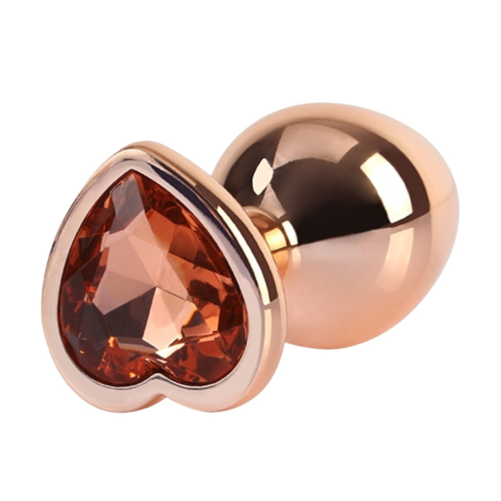 Анальные игрушки без вибрации - Анальная пробка золотая CHISA MATRIX MONT с золотым камнем в форме сердца, размер S 1