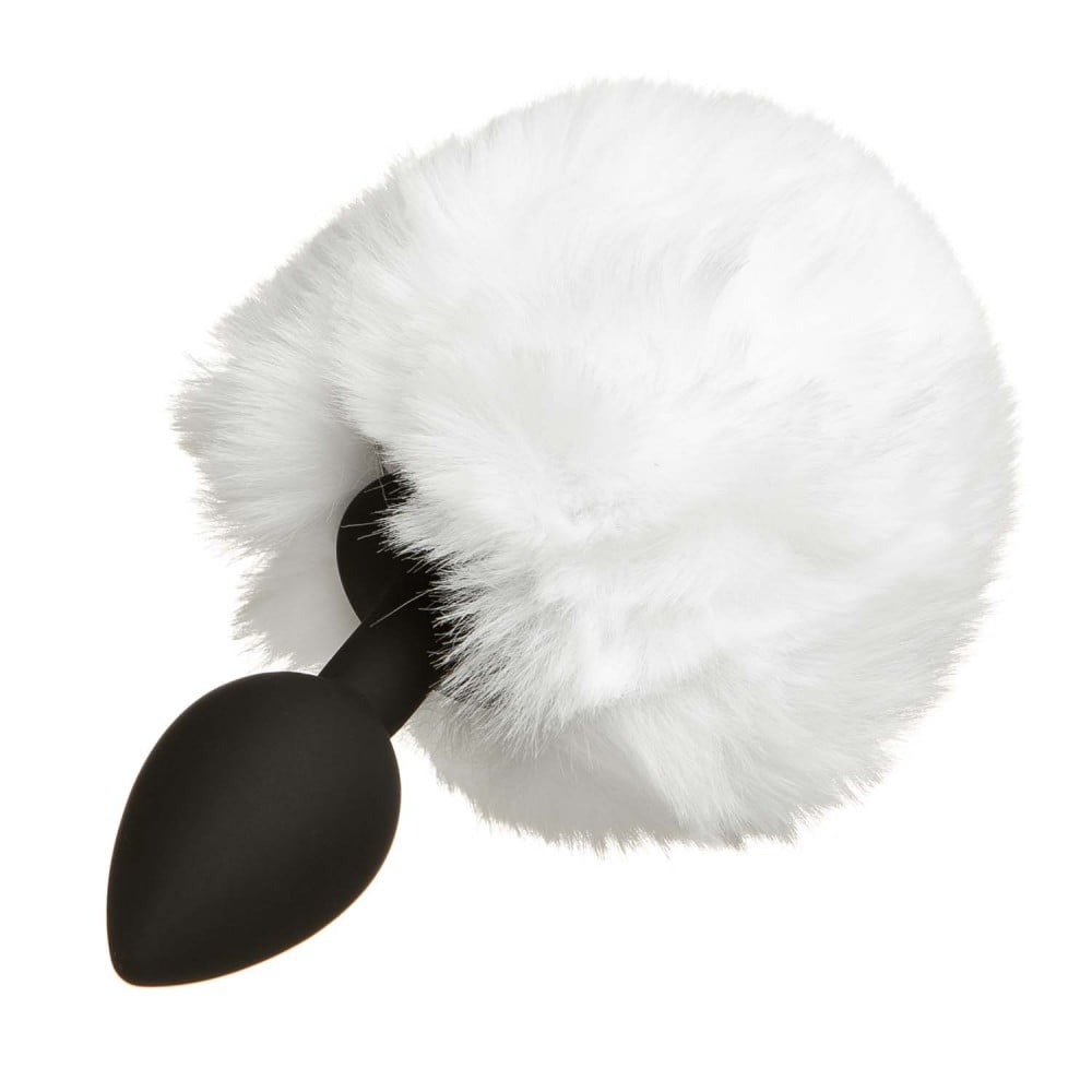 Анальные игрушки без вибрации - Анальная силиконовая пробка с хвостиком зайки white S 4