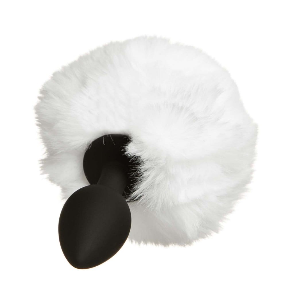 Анальные игрушки без вибрации - Анальная силиконовая пробка с хвостиком зайки white S 3