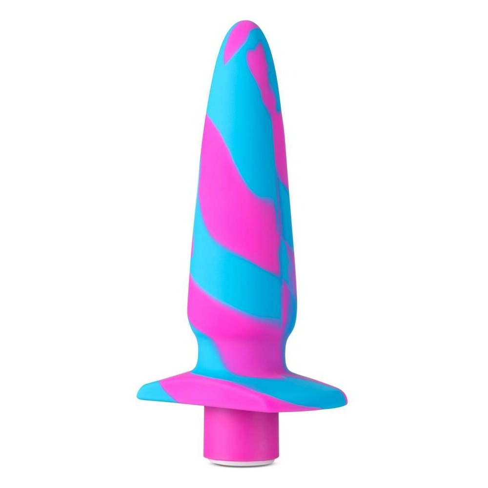Секс игрушки - Анальный виброплаг Avant Vibrotize Fuchsia розово-голубой, 12.7 х 3.1 см