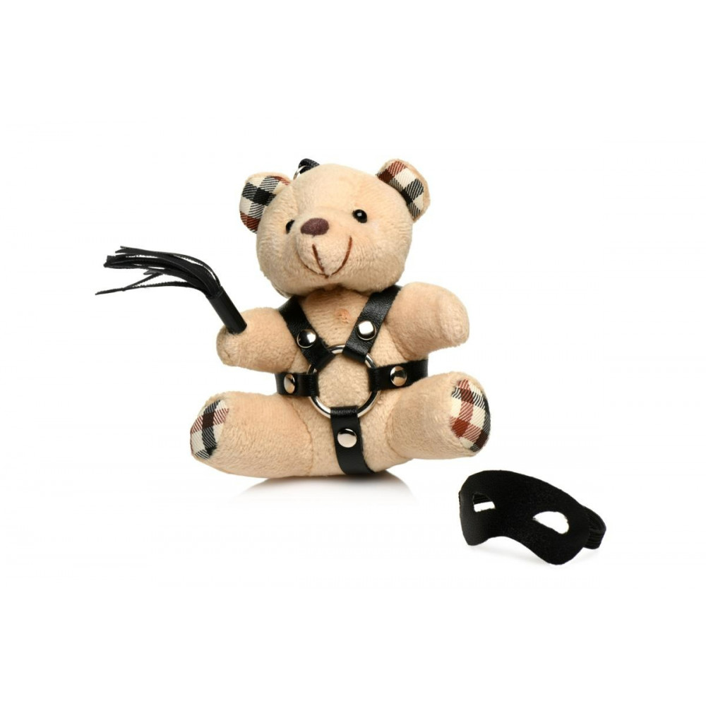 БДСМ игрушки - Брелок плюшевый медвежонок БДСМ с плеткой, 9 см х 9 см 4