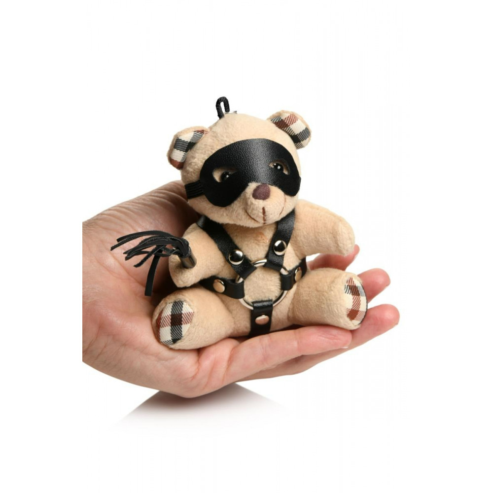 БДСМ игрушки - Брелок плюшевый медвежонок БДСМ с плеткой, 9 см х 9 см 5