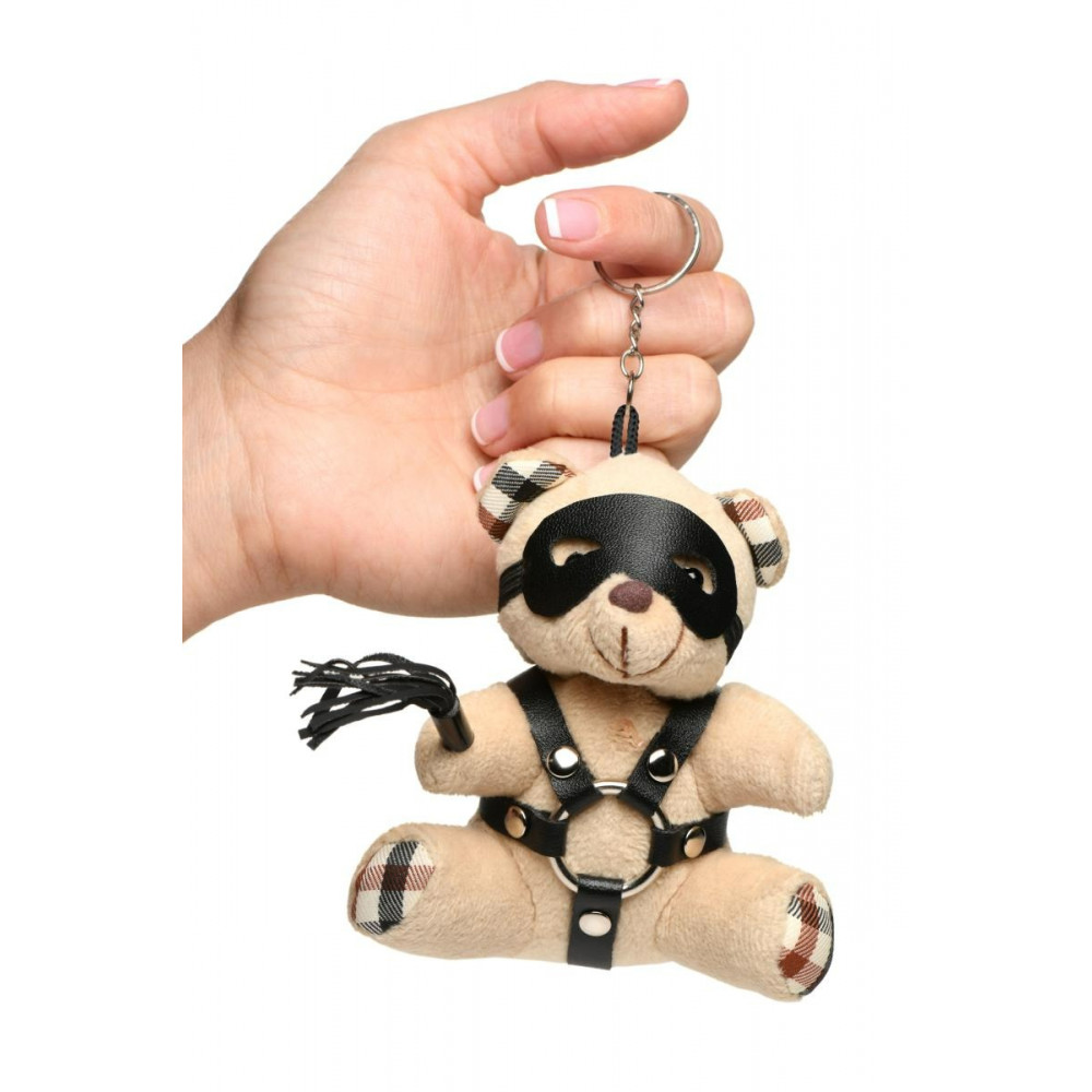 БДСМ игрушки - Брелок плюшевый медвежонок БДСМ с плеткой, 9 см х 9 см 2