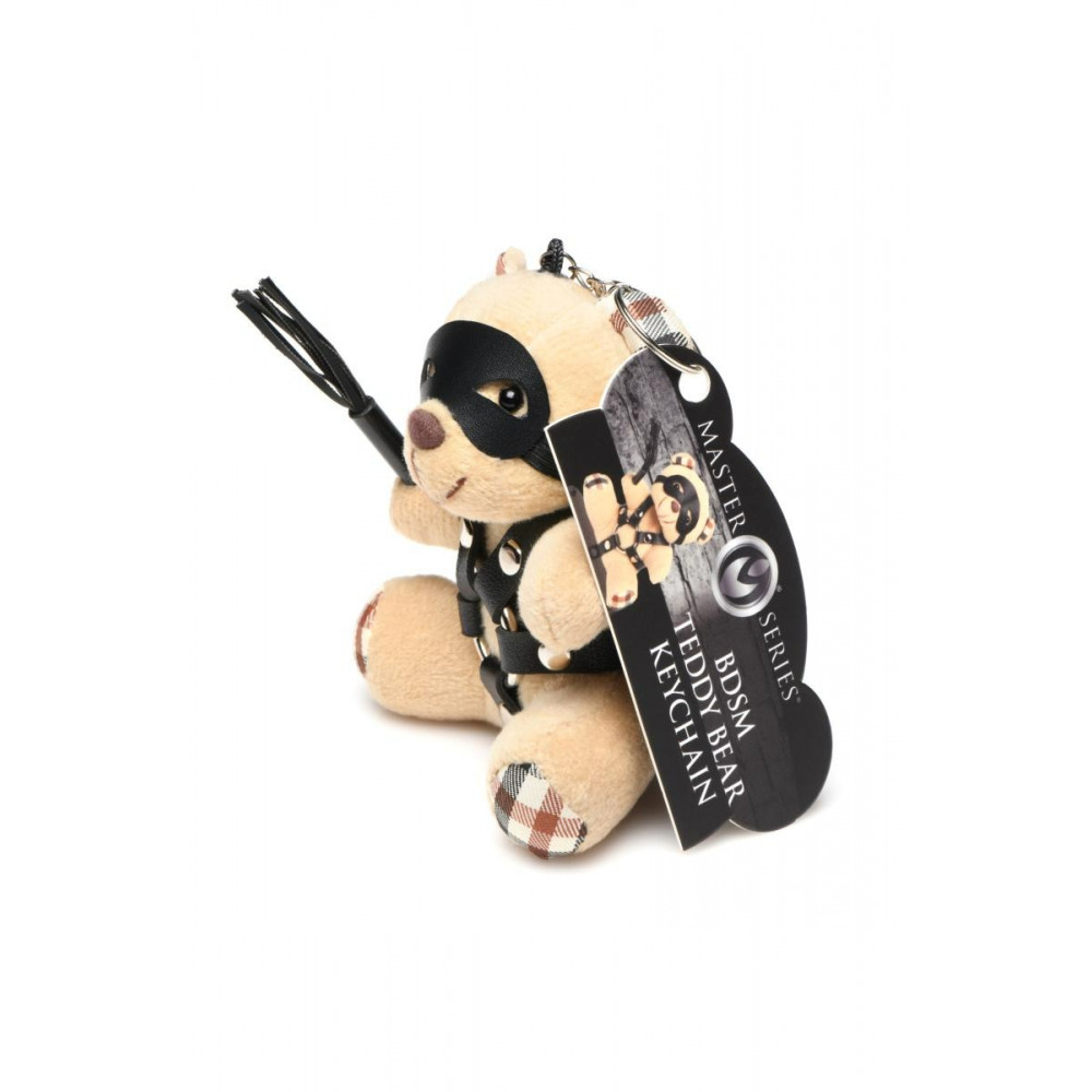БДСМ игрушки - Брелок плюшевый медвежонок БДСМ с плеткой, 9 см х 9 см 1