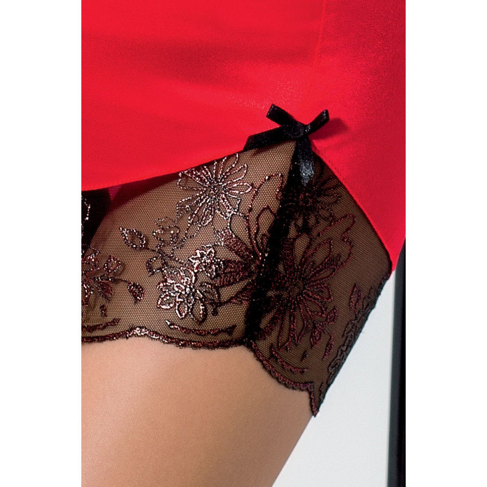 Эротические пеньюары и сорочки - Эротическое платье с прозрачными вставками, red,S/M 1