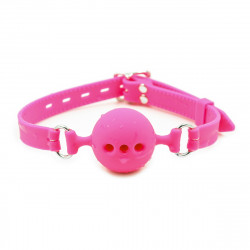 Кляп-шарик DS Fetish с тремя отверстиями, розовый, M