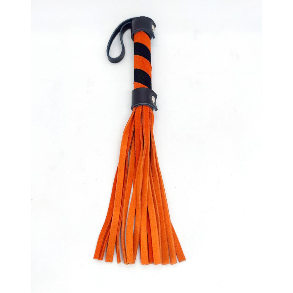 БДСМ игрушки - Кнут оранжево-черный, замш 16 см