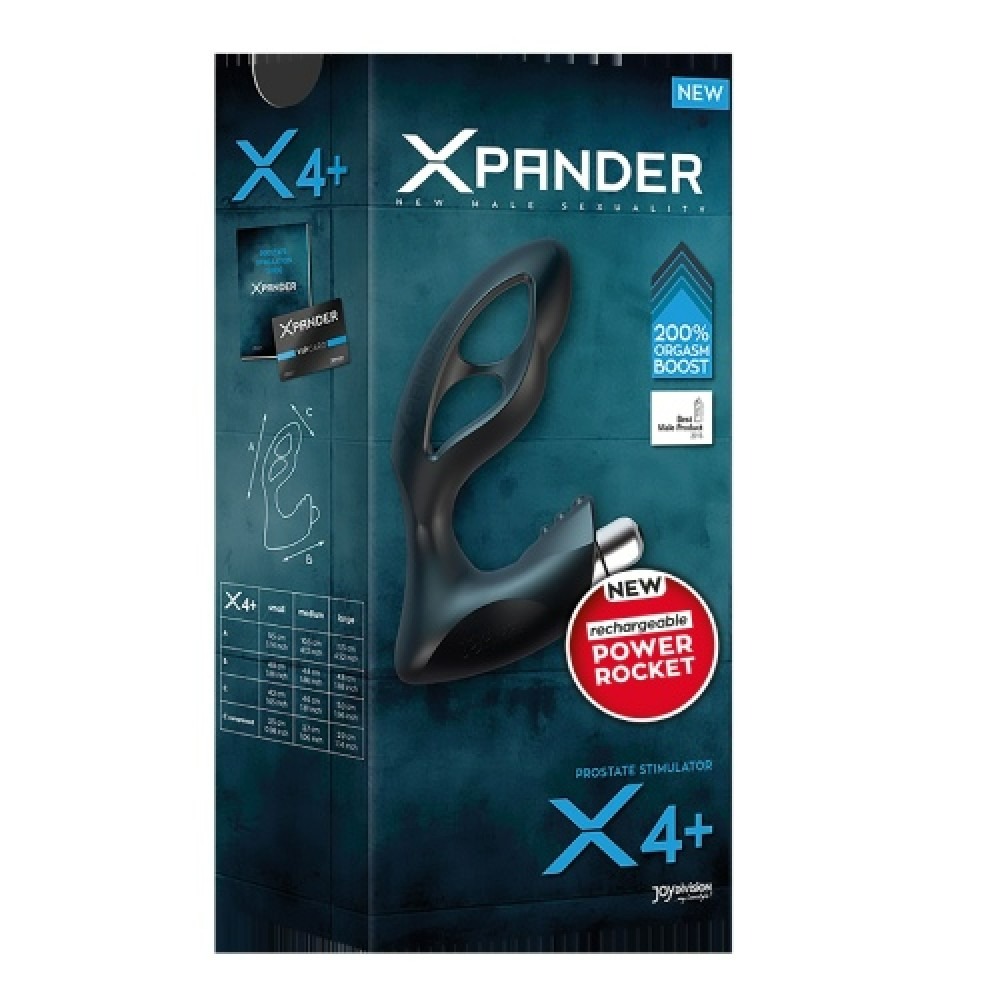 Секс игрушки - Массажер простаты размер М, XPANDER X4+ rechargeable PowerRocket, черный, 10.5 см 2