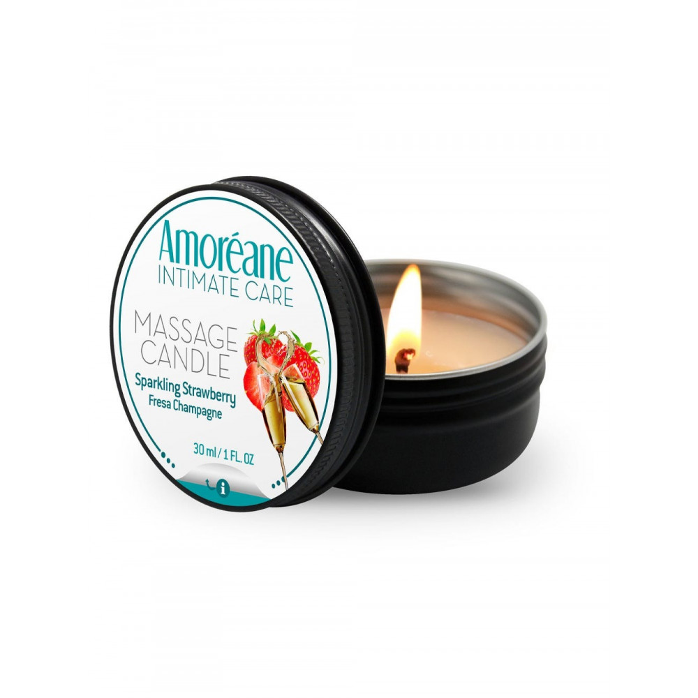 Різне - Масажна свічка Amoreane Полуниця з шампанським, 30 мл