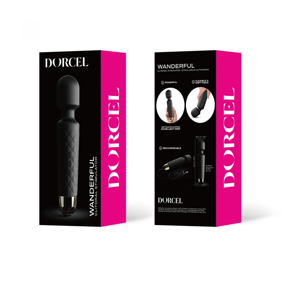 Для LGBTQ+ - Мінівібромасажер Dorcel Wand Wanderful Black потужний, водонепроникний, 18 режимів роботи 4