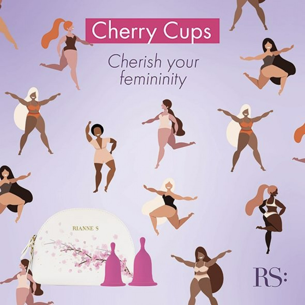 Лубриканты - Менструальные чаши Rianne S Femcare Cherry Cup 2 шт, в косметичке, розовые 2