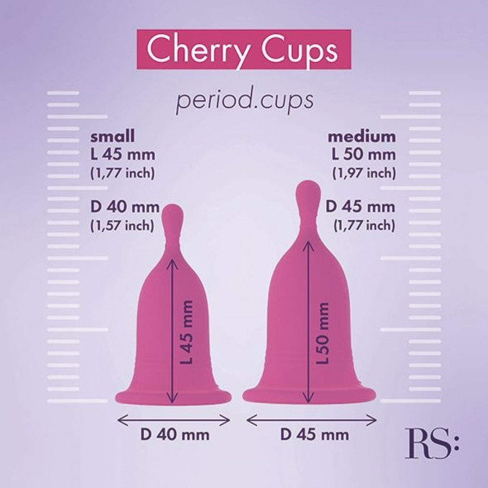 Лубриканты - Менструальные чаши Rianne S Femcare Cherry Cup 2 шт, в косметичке, розовые 4