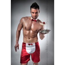 Распродажа!!! Мужской эротический костюм официанта Passion 019 SHORT red L/XL, шорты и бабочка