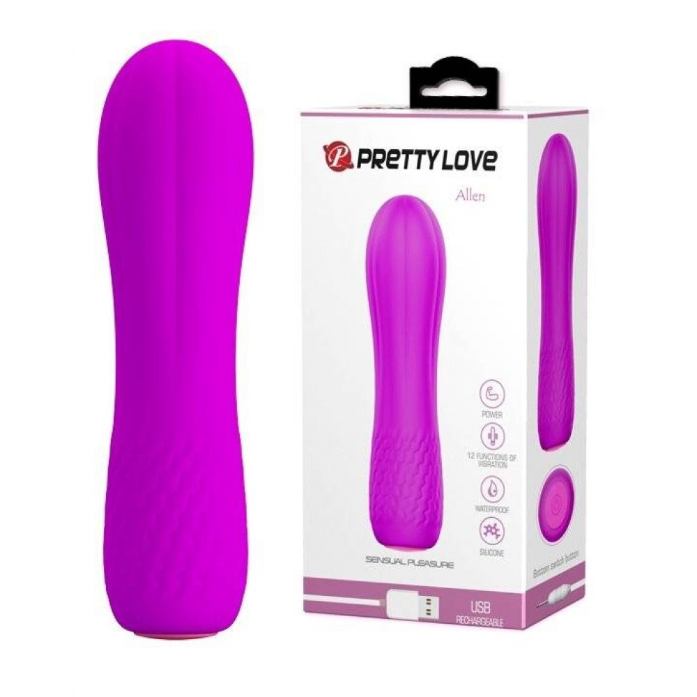 Різне - Міні-вібратор Pretty Love Allen, ребристий, рожевий, 12 х 3 см