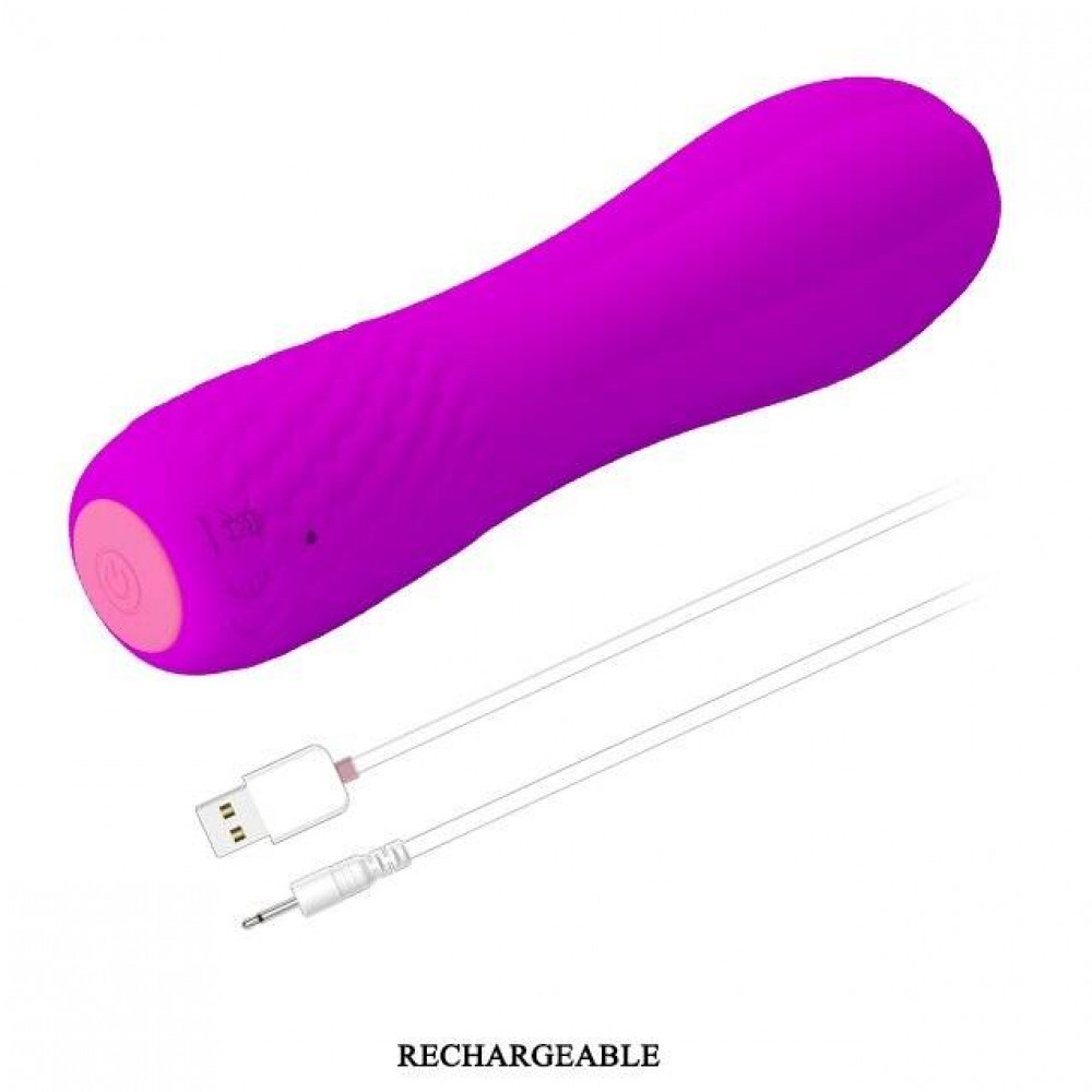 Різне - Міні-вібратор Pretty Love Allen, ребристий, рожевий, 12 х 3 см 6