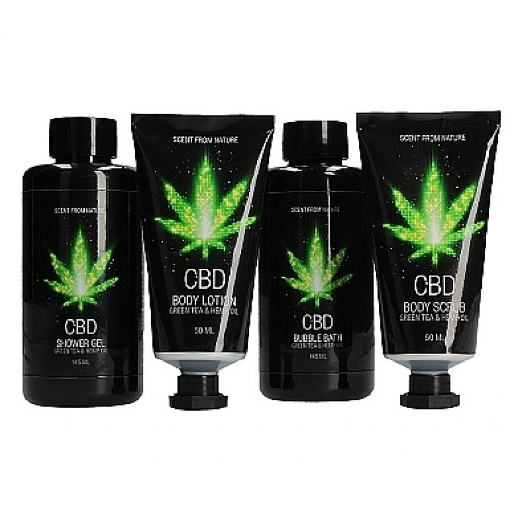 Різне - Набір для ванни і душу CBD Luxe Gift set-GREEN TEA & HEMP OIL ( 4 предмета )