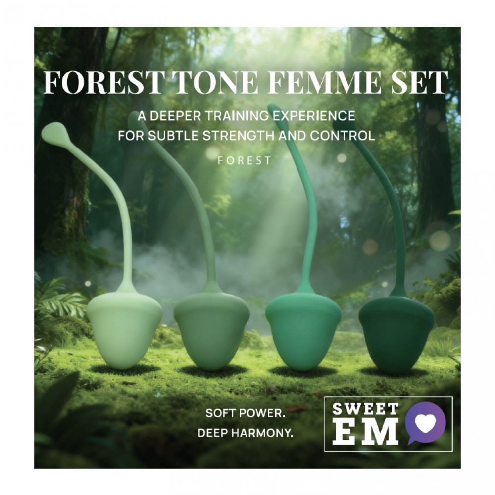 Вагинальные шарики и тренажеры - Набор вагинальных шариков Sweet Em, 4 шт с разным весом, зеленые, 2.8 х 14.5 см