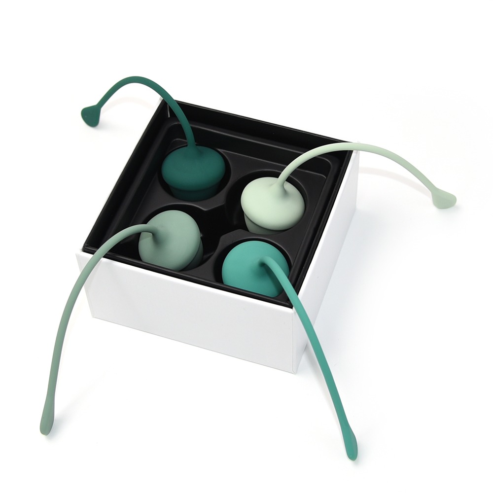 Вагинальные шарики и тренажеры - Набор вагинальных шариков Sweet Em, 4 шт с разным весом, зеленые, 2.8 х 14.5 см 4