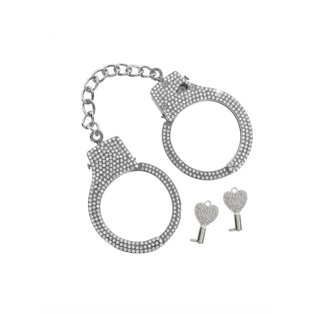 БДСМ игрушки - Наручники с камнями Diamond Wrist Cuffs Silver Taboom 3